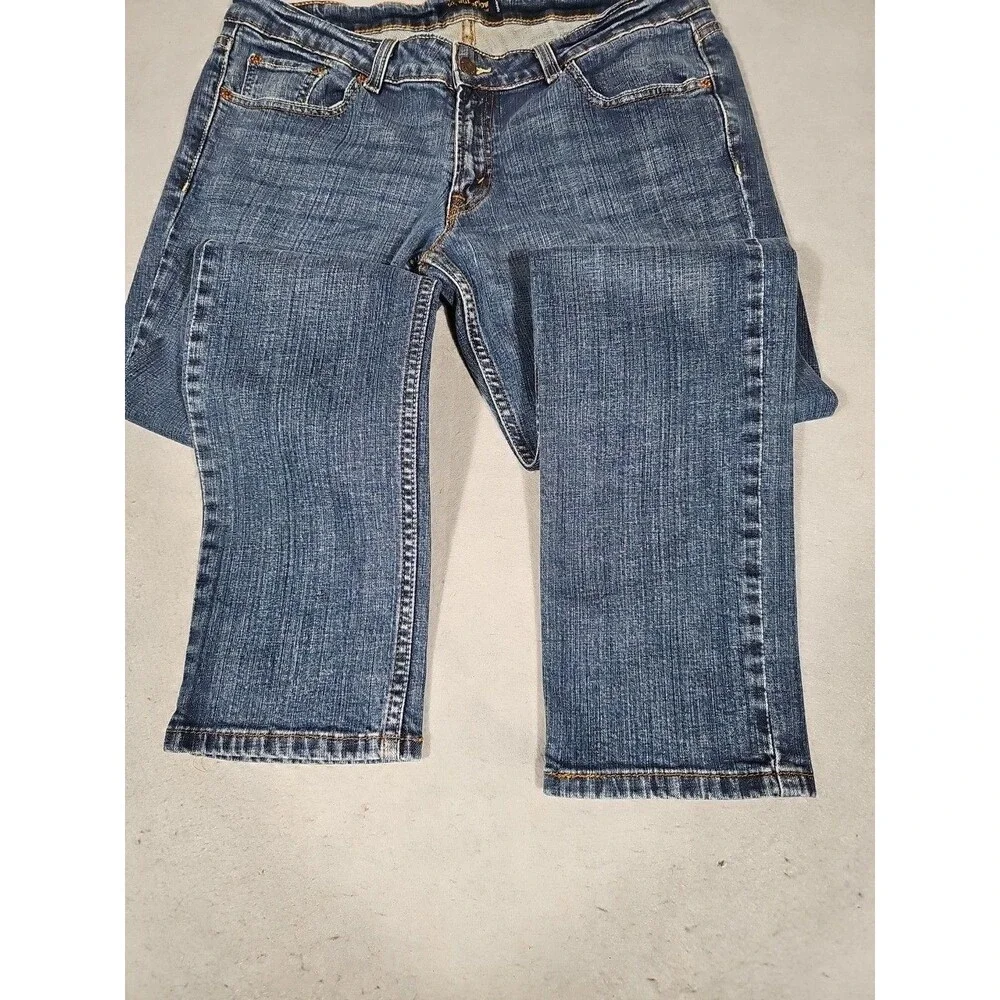 Levi's 524 Jeans Womens 15M Too Superlow Medium Wash Stretch Denim Low Rise - Picture 2 of 9